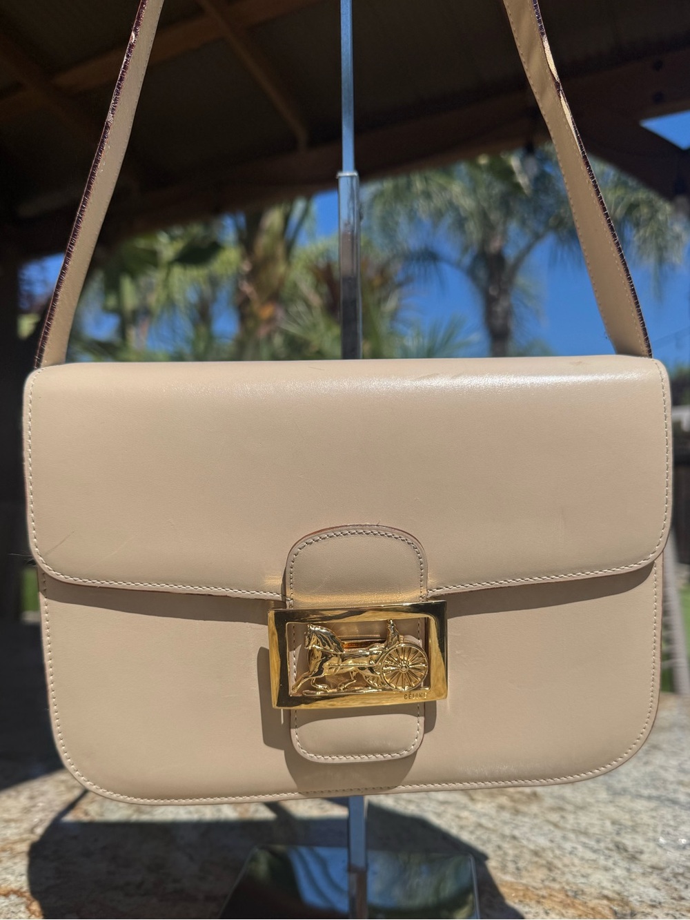 Celine Carriage Horsebit vintage Shoulder-purse Ivory/Cream Leather Crossbody